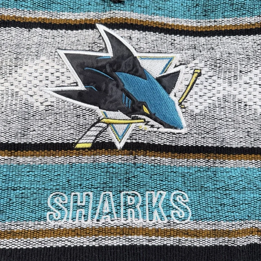San Jose Sharks Woven Backpack Baja Jerga Mexican Blanket Drawstring Bag